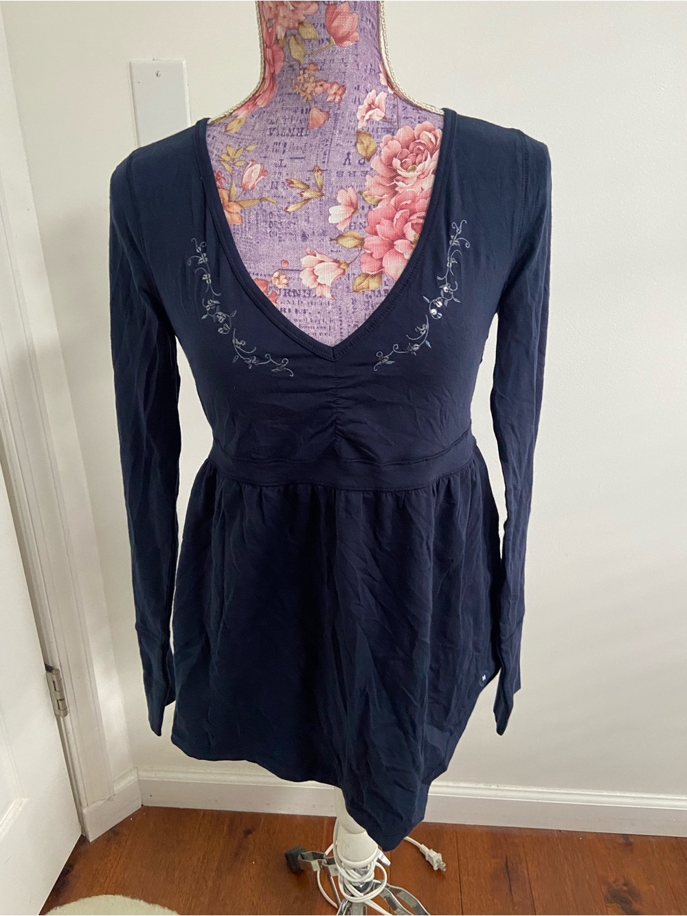 Hollister Y2K navy babydoll top M New